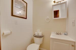 un bagno con un water, un lavandino e uno specchio di Cozy Houghton Lake Heights Cottage with Private Yard a Houghton Lake Altre 18 foto