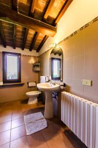 a bathroom with a sink and a toilet and a mirror at Agriturismo La Castellina in Fucecchio