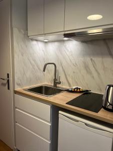 a kitchen with a sink and a counter top at Appartement - cœur de Ramonville in Ramonville-Saint-Agne