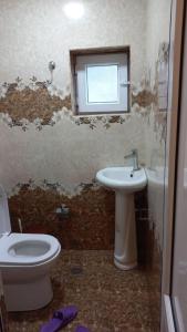 a bathroom with a toilet and a sink at Sim Guesthouse in Sım