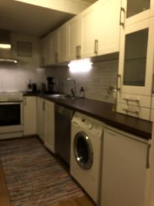 a kitchen with a washer and dryer in it at Apartment Utsikten in Andenes
