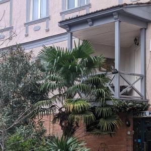 a palm tree on the side of a house at Hotel Kalanga in Tbilisi City
