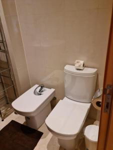 ein Badezimmer mit einem weißen WC und einem Waschbecken in der Unterkunft Albufeira Monte Balaia in Albufeira