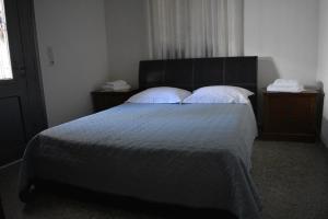 ein Schlafzimmer mit einem großen Bett mit zwei Kissen in der Unterkunft Blackbeard's House - Kastri Crete in Kastrí