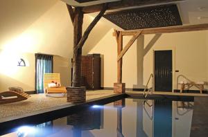 een zwembad in een woonkamer met bij B&B Lhee-Gaarde in Dwingeloo