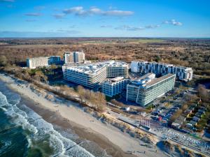 an aerial view of the beach and hotels at Seaside - Apartamenty KOMFORT, widok na morze, Parking in Kołobrzeg