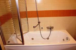 uma banheira com chuveiro na casa de banho em DOMUS Grand Hotel em Rende