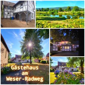 een collage van foto's van een huis bij Gästehaus am Weser-Radweg in Hannoversch Münden