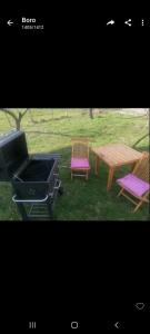 un barbecue, 2 sedie e un tavolo da picnic di Stela1 a Drvar