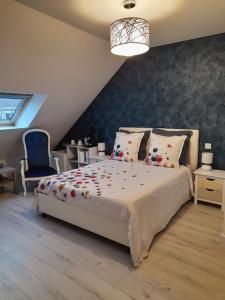 מיטה או מיטות בחדר ב-chambre d'hôtes Les Hortensias