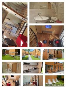 a collage of pictures of different rooms and houses at Kapitanka Apartamenty in Okuninka
