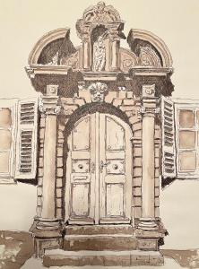 Seßlach的住宿－M96 Ferienwohnung，带有门的建筑物图纸