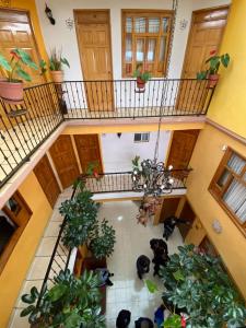 an overhead view of a large room with plants at Hotel Posada Camelinas in P&aacute;tzcuaro
