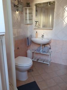 a bathroom with a toilet and a sink at Olive garden Pag studio apartment in Pag +23 photos