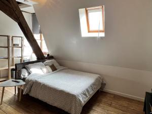 a bedroom with a bed and a window at Aube berges de Troyes in Troyes +47 photos