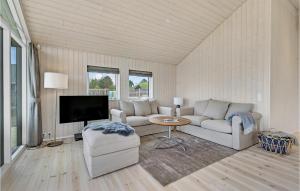 a living room with a couch and a tv at 3 Bedroom Beach Front Home In Kalundborg in Kalundborg