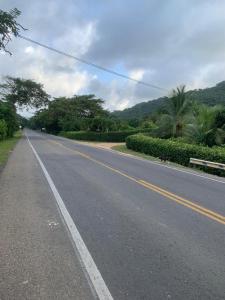 un camino vacío con árboles a un lado de la carretera en HOSTAL ESPERANZA, en Palomino