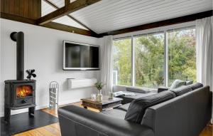 uma sala de estar com um sofá e uma lareira em Gorgeous Home In Kirke Hyllinge With Kitchen em Kirke-Hyllinge