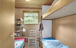 Dormitorio pequeño con litera y escalera en Beautiful Home In Nykbing M With House A Panoramic View, en Hesselbjerg