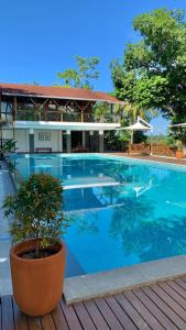 a large swimming pool in front of a building at Casa Kandara in Waingapu