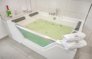 una vasca da bagno bianca con una grande pozza d'acqua di Baltic Village a Damp