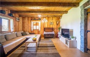 a living room with a couch and a tv at Lake Front Home In Donja Stubica With House A Mountain View in Donja Stubica