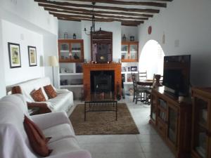 a living room with a couch and a fireplace at Casa Alice in Salar