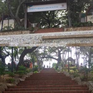 a stone archway with stairs in a park at Rinconcito Caleño!! in Cali