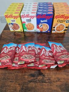 four boxes of oreo rice cereal sitting on a table at The Last Post in Blackpool