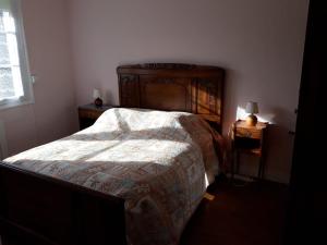 a bedroom with a large bed and two night stands at Logis Letellier in Salies-de-Béarn