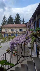 a building with a bunch of purple flowers at Agriturismo Cascina Knec in Feisoglio