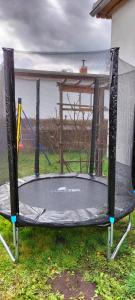 a trampoline in the grass with a canopy at Am Schwielochsee 2 in Speichrow