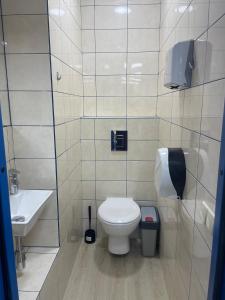 a bathroom with a toilet and a sink at Hostel GARDEN St in Odesa