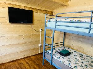 Кровать или кровати в номере Chatky Daniel-Mikulov, a private campsite just for you