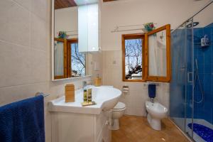 a bathroom with a sink and a toilet and a shower at Casa la noce Positano in Positano +17 photos