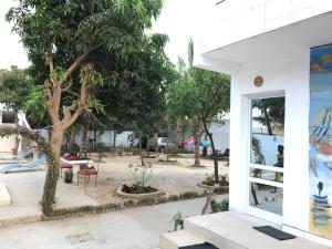 un arbre dans une cour à côté d'un bâtiment dans l'établissement Keur Madior, à Ngaparou