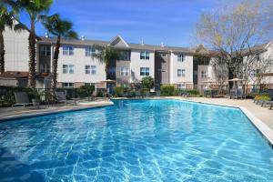 une grande piscine en face d'un bâtiment dans l'établissement Residence Inn Houston Westchase On Westheimer, à Houston