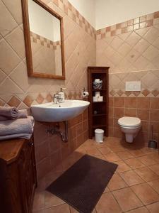 bagno con lavandino e servizi igienici di Dolce vista Izola a Izola