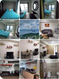 een collage van verschillende foto's van een kamer bij Rm Staycation TaalView Smdc in Tagaytay