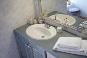 a bathroom with a sink and a mirror at Aux coeurs du Méjean in Mas Saint-Chély +24 photos