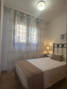 Un dormitorio con una cama grande y una ventana en Apartamento Alfa, en Monforte de Lemos