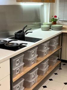 ครัวหรือมุมครัวของ Cabbage Hostel