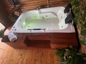 an overhead view of a bath tub in a room at Mi lugar secreto in Medellín +34 photos