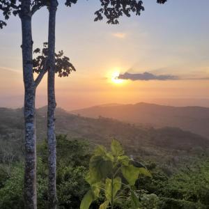 にあるEcohotel La Reservaの山の夕日