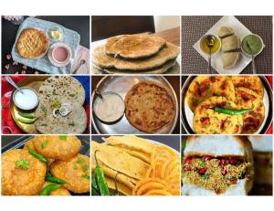 Hotel Prem Sagar, Agra Cantt في آغْرا: مجموعة من الصور بأنواع مختلفة من الطعام