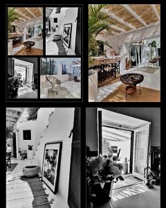 uma colagem de fotos de uma sala de estar e de uma casa em Casa BOHO em Alaminos