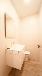 a white bathroom with a sink and a toilet at PRECIOSO PISO EN PLENO CENTRO Con PARKING OPCIONAL in Granada