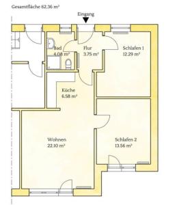 a floor plan of a house at Sybille Sonnenbrille in Wulfen auf Fehmarn