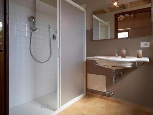 a bathroom with a shower and a sink at Villa Vacasio Bio-Eco in Pitigliano