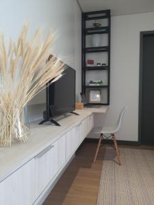 TV a/nebo společenská místnost v ubytování Estúdio com vista do mar - Lemon Residence + 45 fotografií